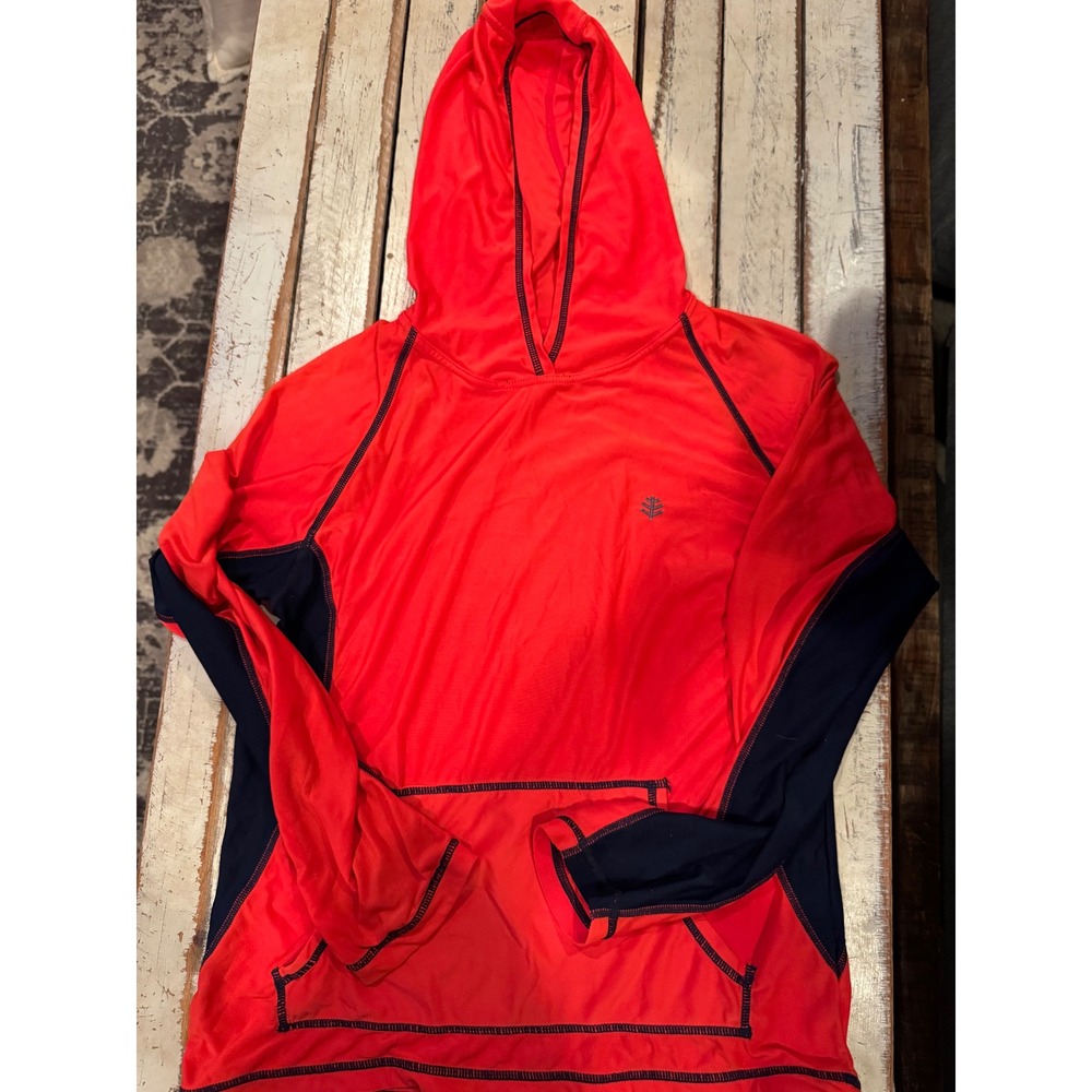 Coolibar Kids Red Navy Blue UPF 50+ Sun Protection Hoodie Pullover Shirt